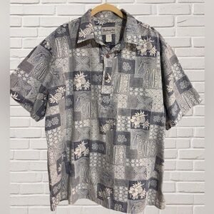 Made in Hawaii Bishop St. Blue & White Hawaiian Aloha Shirt –Size (Est. L/XL)